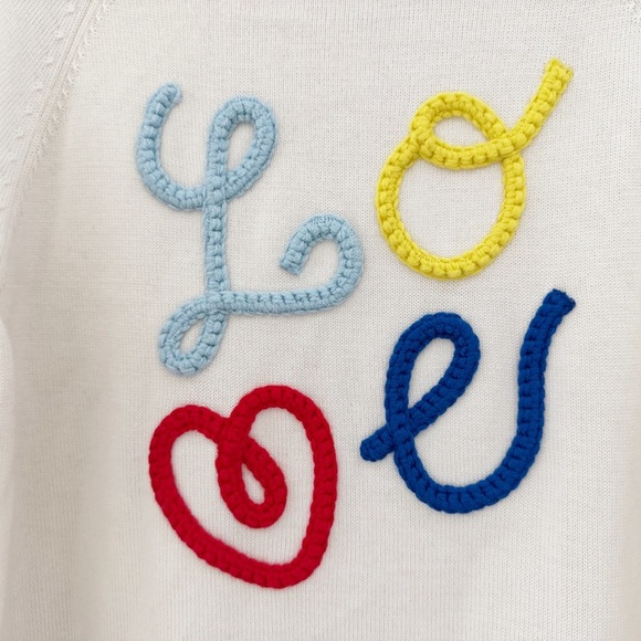 Alice + Olivia Albina LOVE Sweater RARE HTF Pullover Crew Wool Classic Novelty S - Picture 11 of 15